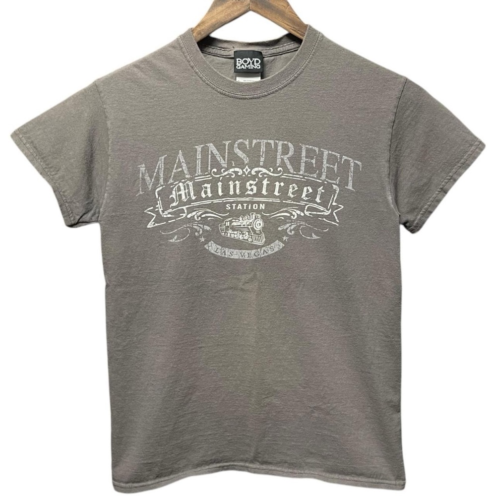 Main Street Station Las Vegas train graphic Short sleeve Crewneck casual T-Shirt